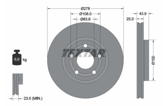 Brake disc 92327503 Textar