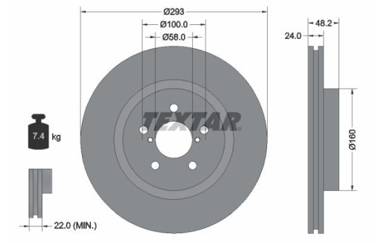 Brake disc 92327603 Textar