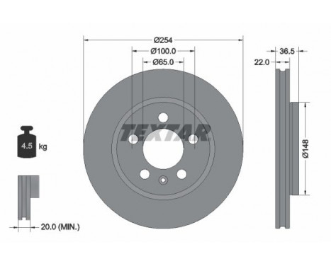 Brake disc 92329503 Textar