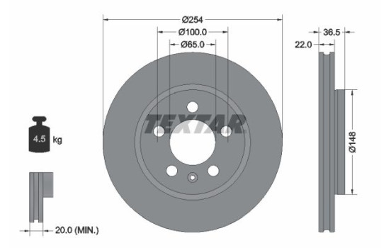 Brake disc 92329503 Textar