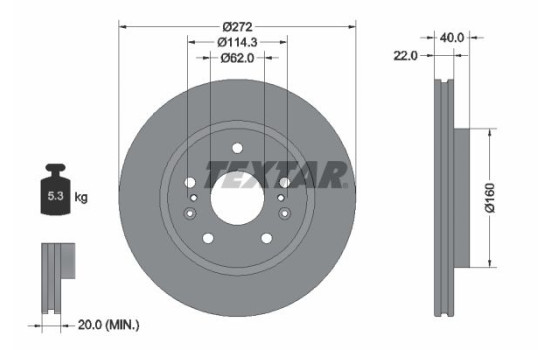 Brake disc 92329603 Textar