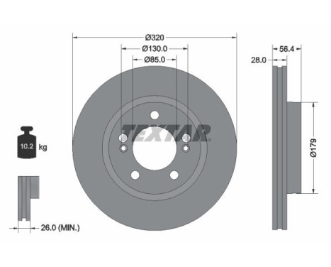 Brake disc 92332803 Textar