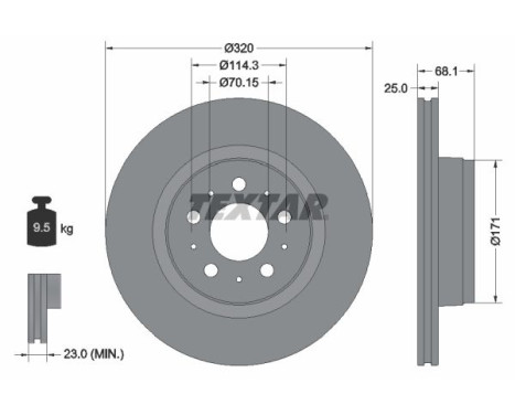 Brake disc 92333005 Textar