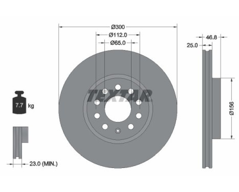 Brake disc 92333103 Textar
