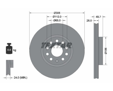 Brake disc 92334805 Textar