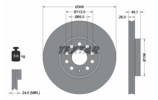 Brake disc 92334805 Textar