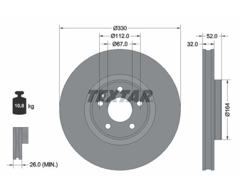 Brake disc 92334903 Textar