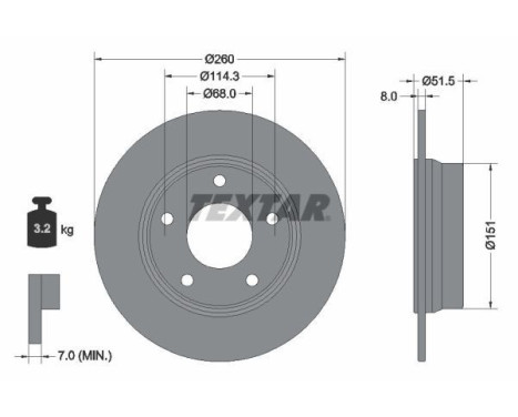 Brake disc 92335803 Textar
