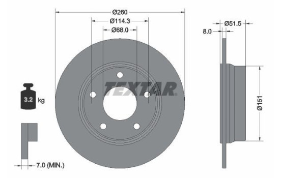 Brake disc 92335803 Textar