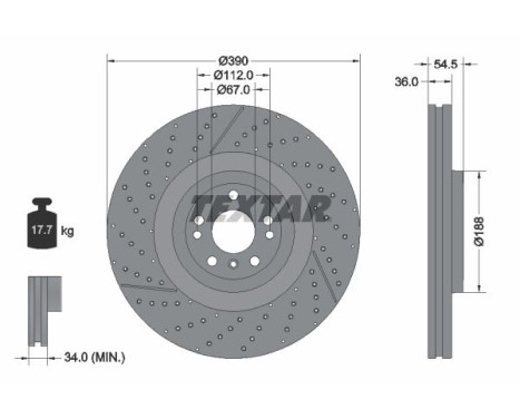 Brake disc 92337005 Textar