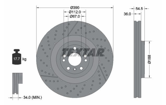 Brake disc 92337005 Textar