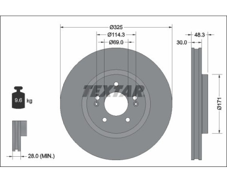 Brake disc 92337103 Textar