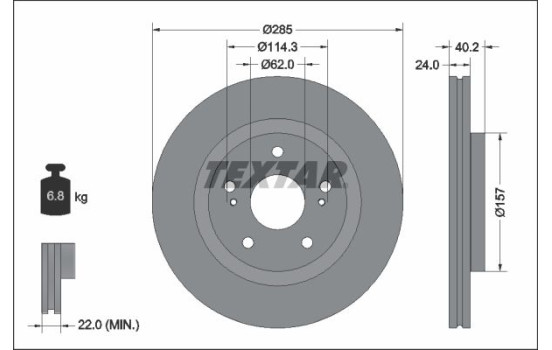 Brake disc 92337303 Textar