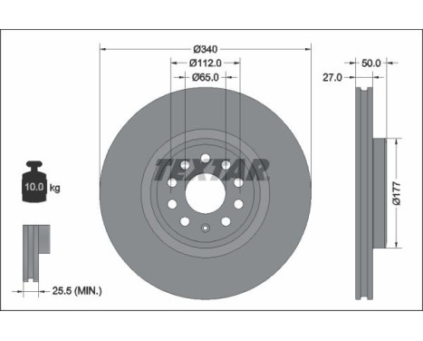 Brake disc 92337405 Textar