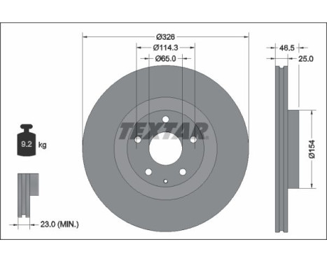 Brake disc 92337603 Textar