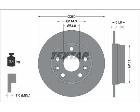 Brake disc 92337703 Textar