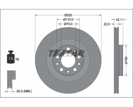 Brake disc 92337803 Textar