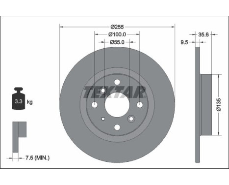 Brake disc 92338203 Textar