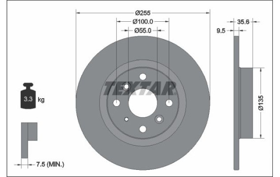 Brake disc 92338203 Textar