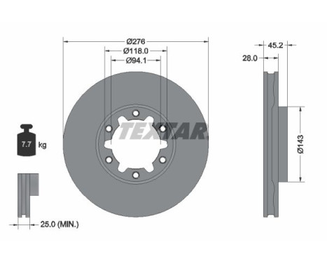 Brake disc 92338603 Textar