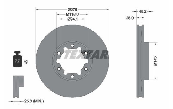 Brake disc 92338603 Textar