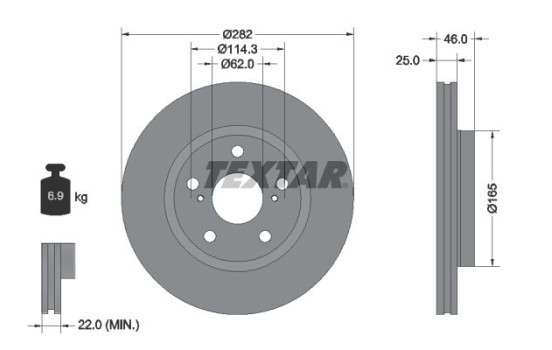 Brake disc 92341103 Textar