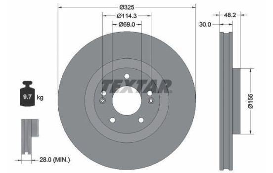 Brake disc 92341803 Textar