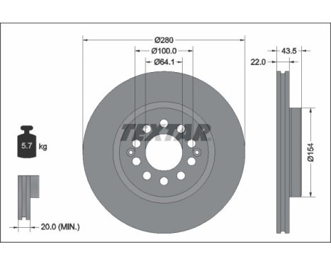 Brake disc 92342603 Textar