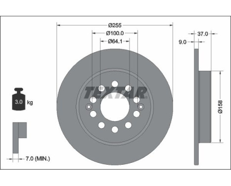 Brake disc 92342703 Textar