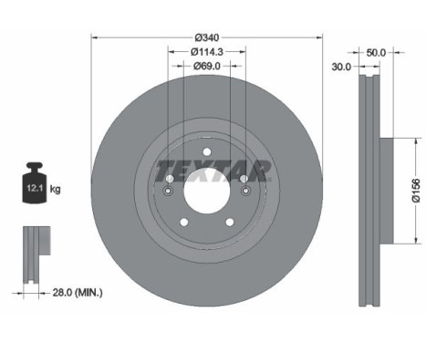 Brake disc 92342803 Textar