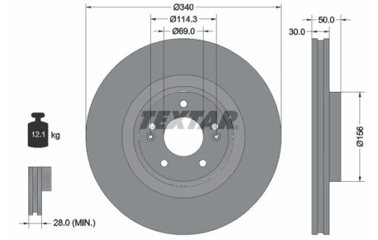 Brake disc 92342803 Textar