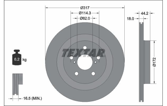 Brake disc 92343103 Textar
