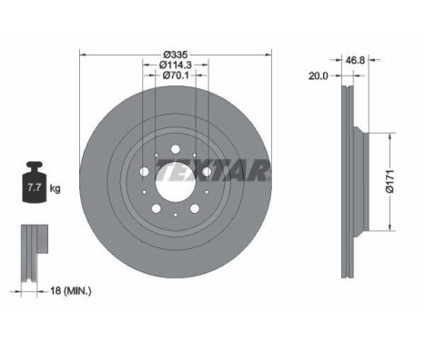 Brake disc 92343303 Textar