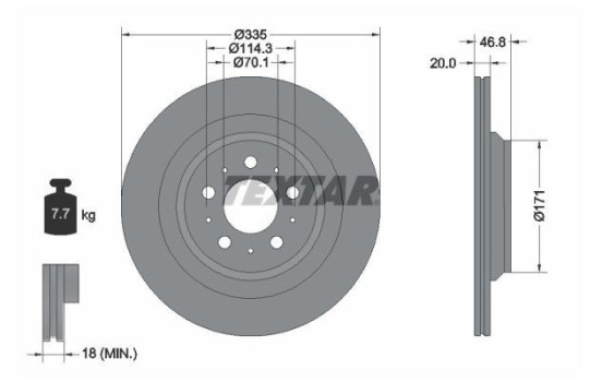 Brake disc 92343303 Textar
