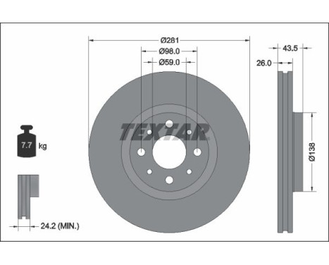 Brake disc 92344703 Textar