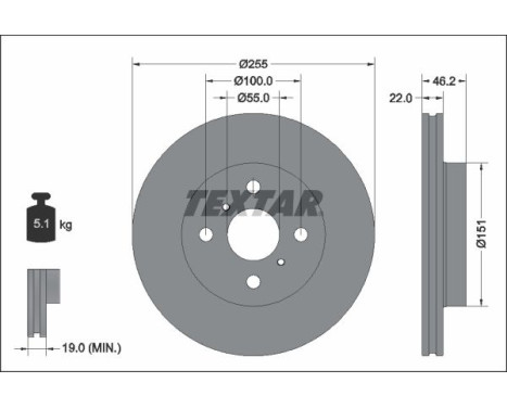 Brake disc 92344803 Textar