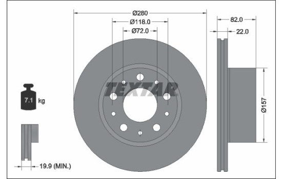 Brake disc 92344903 Textar