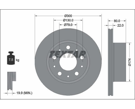 Brake disc 92345003 Textar