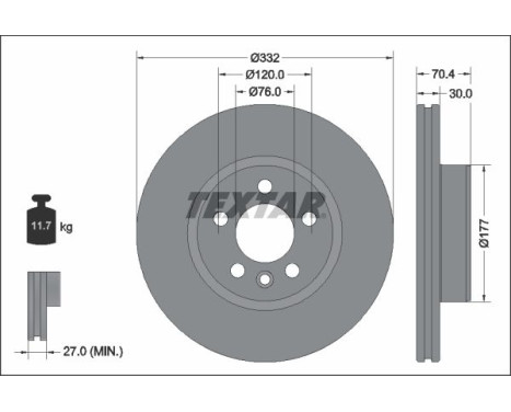 Brake disc 92345105 Textar