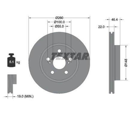 Brake disc 92345403 Textar