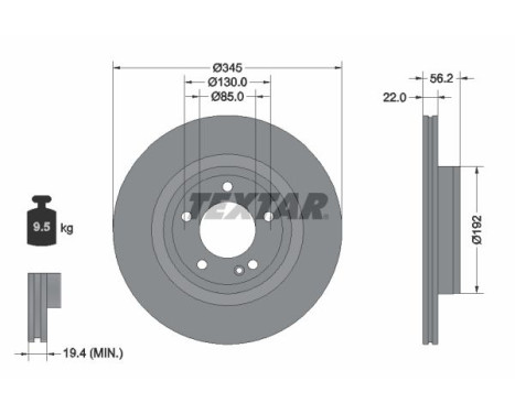 Brake disc 92345705 Textar