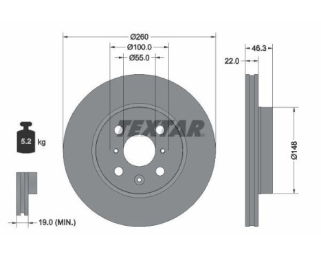 Brake disc 92346103 Textar