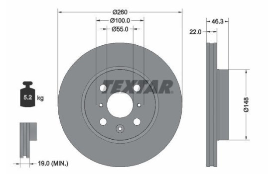 Brake disc 92346103 Textar