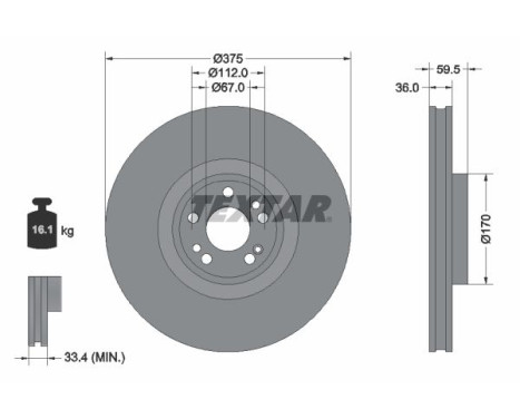 Brake disc 92346705 Textar