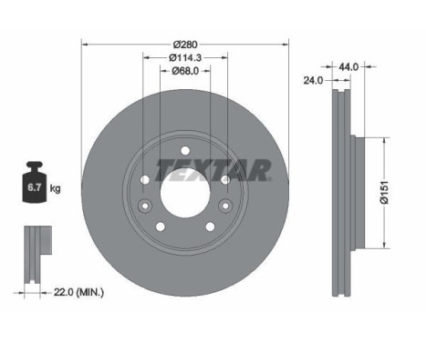 Brake disc 92346803 Textar