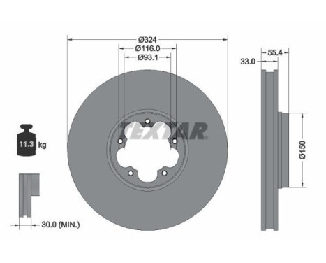 Brake disc 92347103 Textar