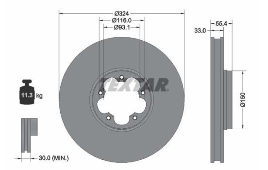 Brake disc 92347103 Textar