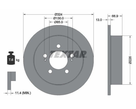 Brake disc 92347403 Textar
