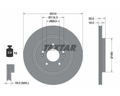 Brake disc 92347503 Textar