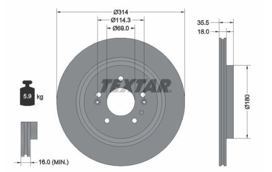 Brake disc 92347503 Textar